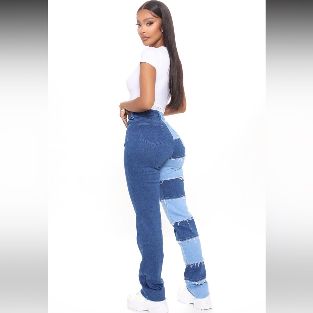 Fashion Nova Color block jeans size 1 NEW 💙🦋